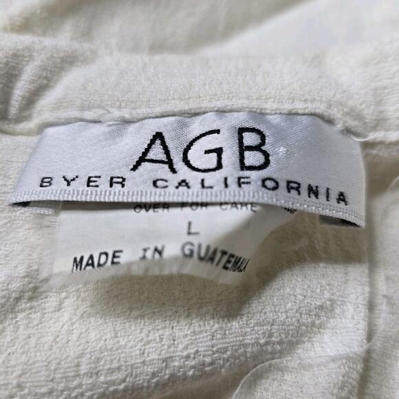 Vintage AGB Byer Black Cream Floral Stitch Button Up Boxy Chemise Size Large - Picture 6 of 10